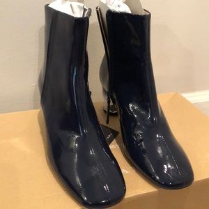 Zara Patent Leather Navy Blue Booties